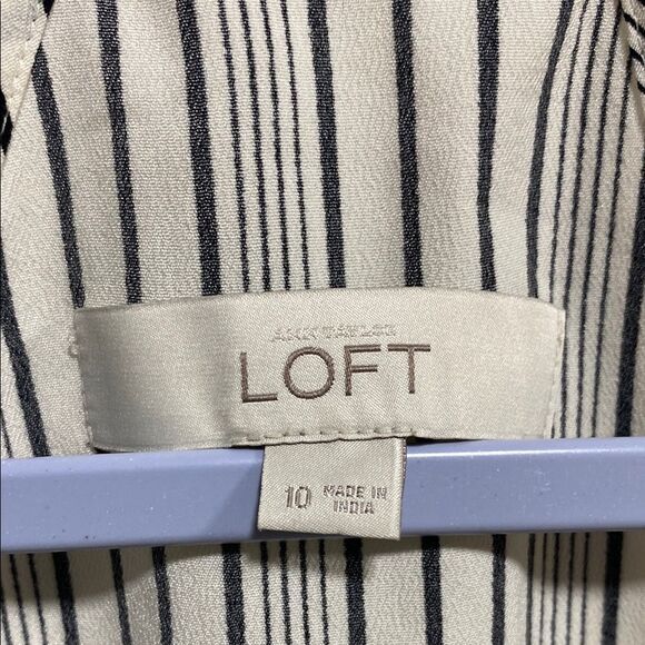LOFT Striped Halter Maxi Dress Black White Sleeveless‎ Size 10 - Picture 2 of 12